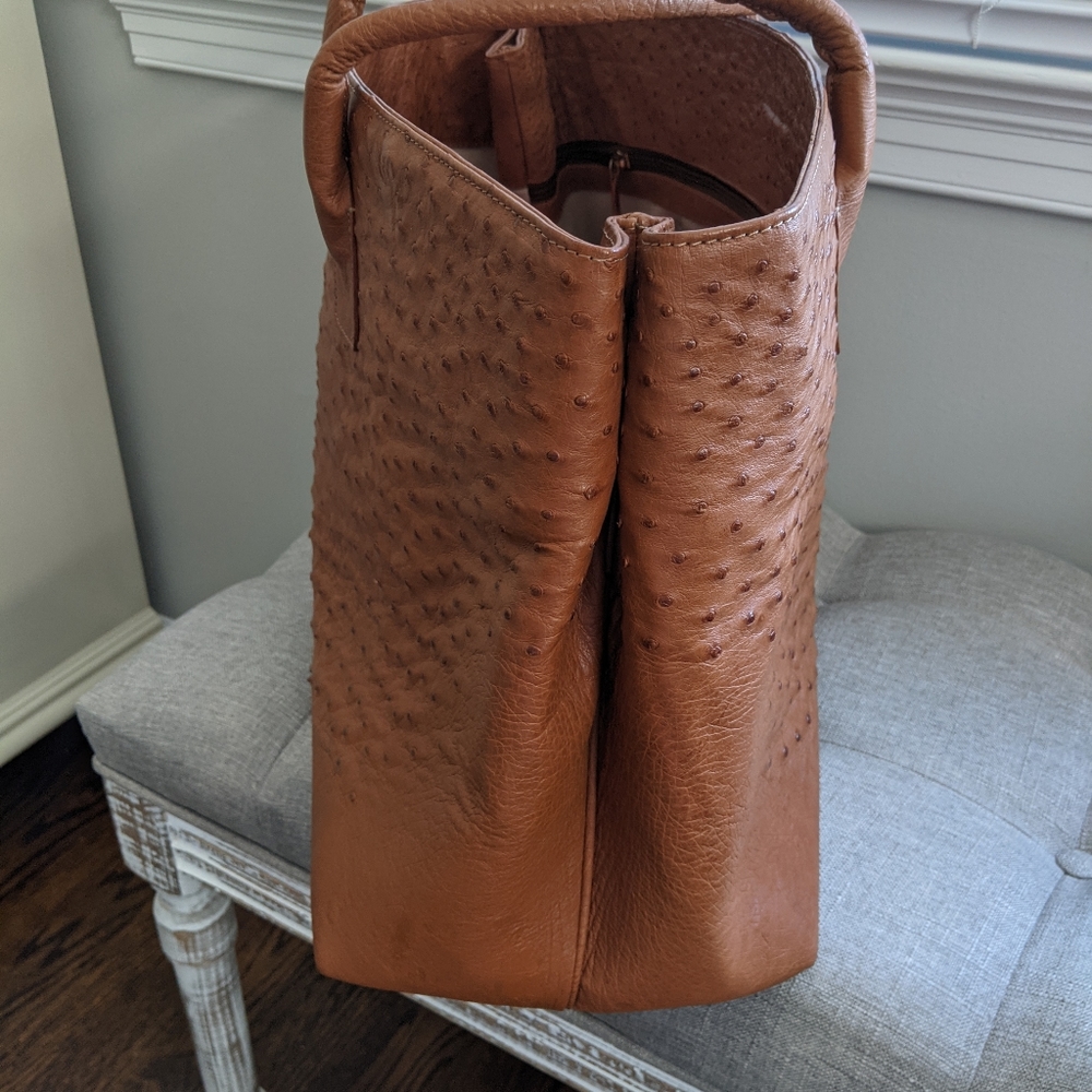 Barfield Collection Tan Ostrich Leather Tote - Picture 7 of 10